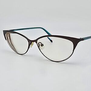 Vanni Mod. V3676 C146 Matte Brown Matte Light Blue Cat Eye Eyeglasses Frame 53mm